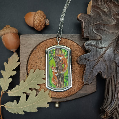 Wizard's helpers🌿 Painted pendant🦉🐿️