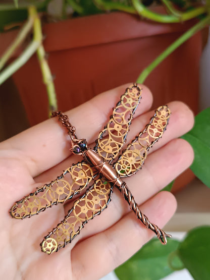 Steampunk dragonfly pendant