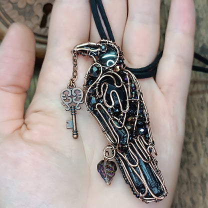 Secret keeper. Raven necklace.