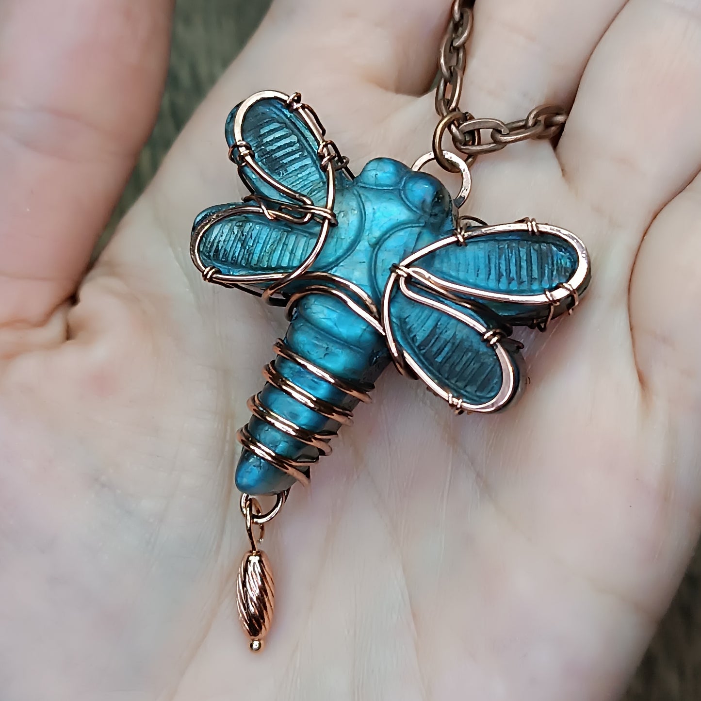 Labradorite dragonfly pendant