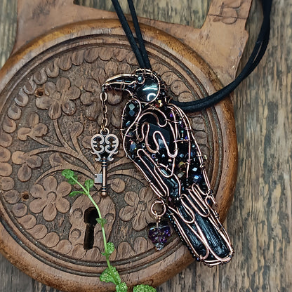 Secret keeper. Raven necklace.
