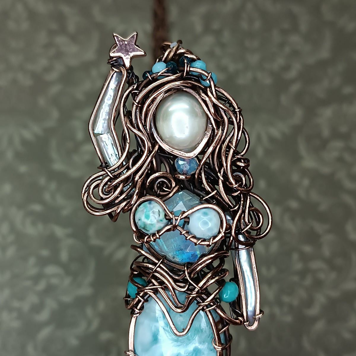 Larimar Lagoon. Mermaid necklace