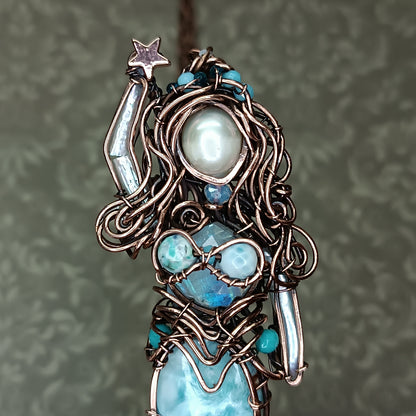 Larimar Lagoon. Mermaid necklace