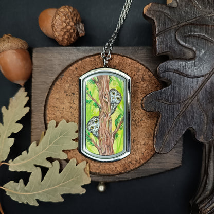 Wizard's helpers🌿 Painted pendant🦉🐿️