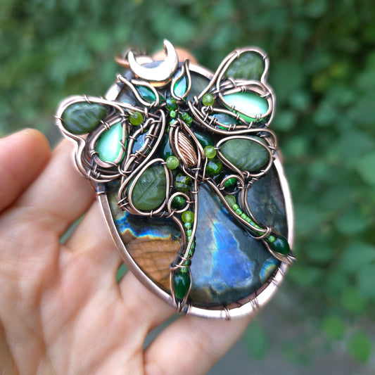 Luna moth necklace