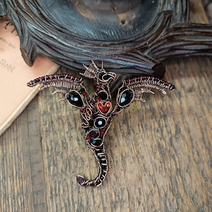 Red heart dragon pendant