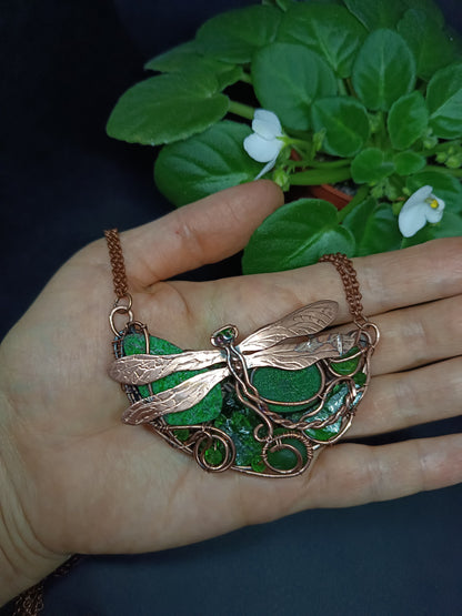 For Cheryl. Green dragonfly necklace.