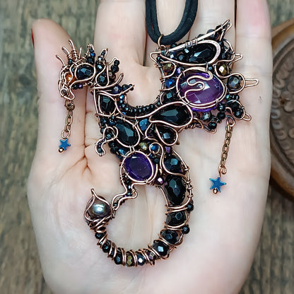 Amethyst midnight dragon necklace