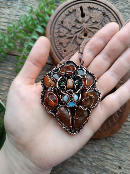 Lion necklace. Wire wrapped copper jewelry.