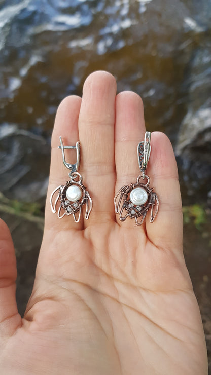 White sea turtle earrings