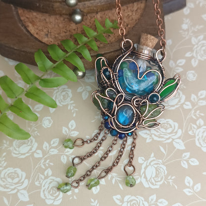 Seagrass meadows. Vial necklace