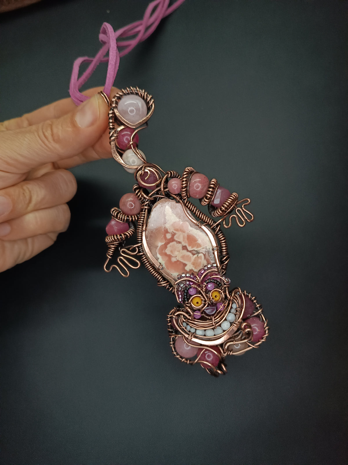 Pink smiling cat necklace🩷😻