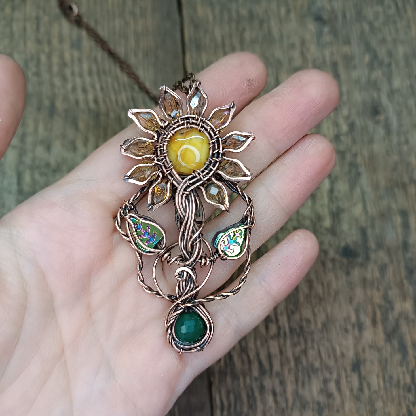Sunflower necklace for Cheri