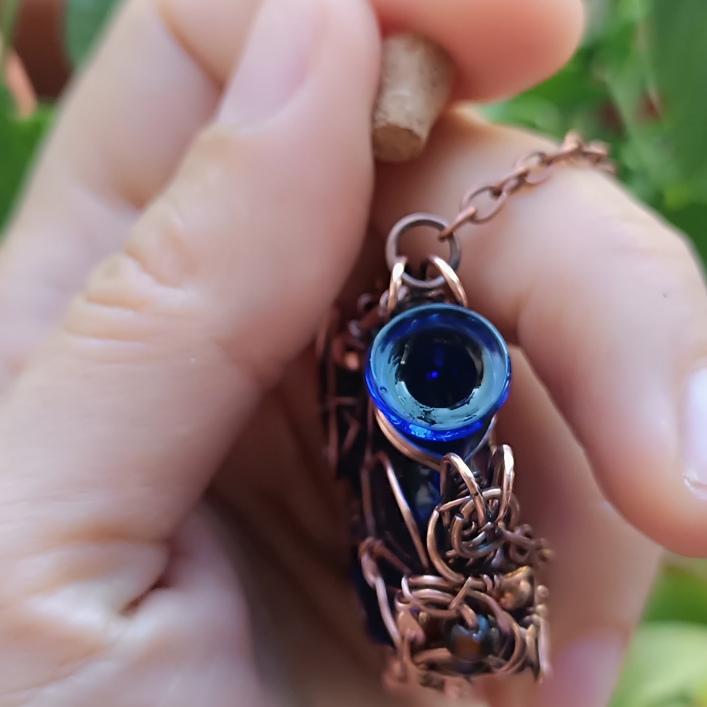 Blue autumn vial necklace