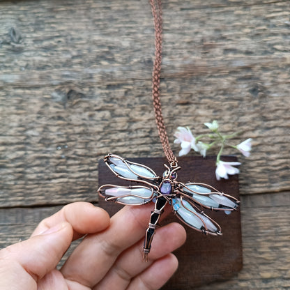 White dragonfly pendant