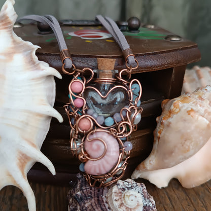 Heart of the ocean. Reversible vial necklace