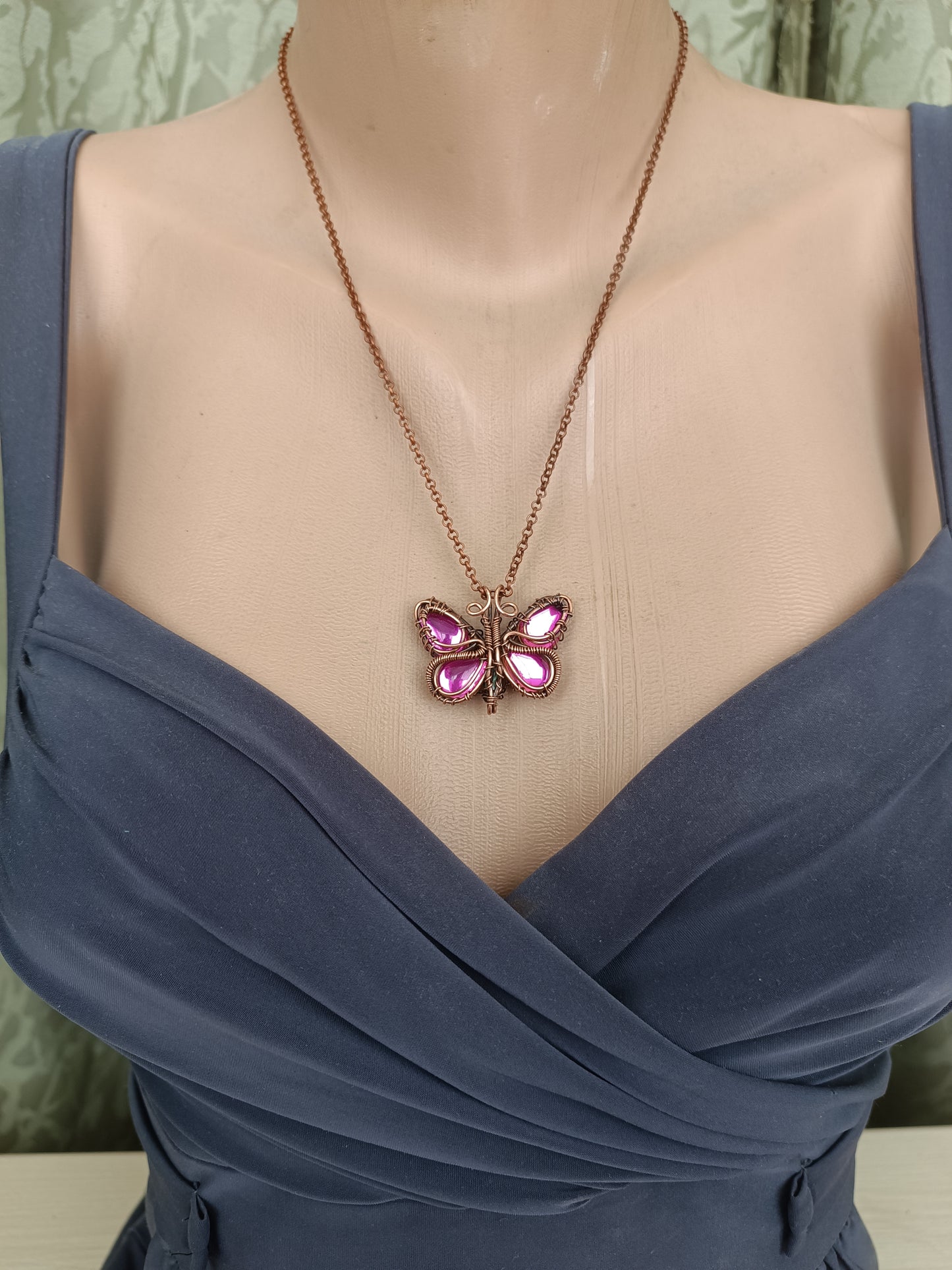 Magenta pink butterfly charm