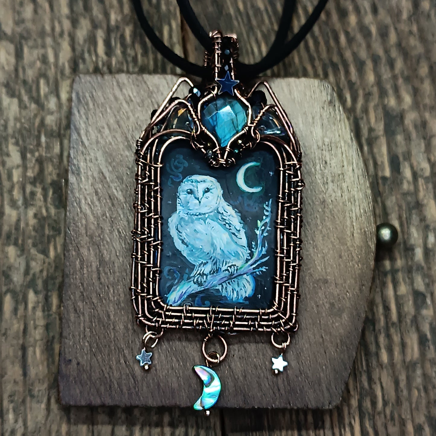 Moonlight ballade. Owl and Dragon necklace.