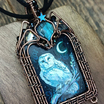 Moonlight ballade. Owl and Dragon necklace.