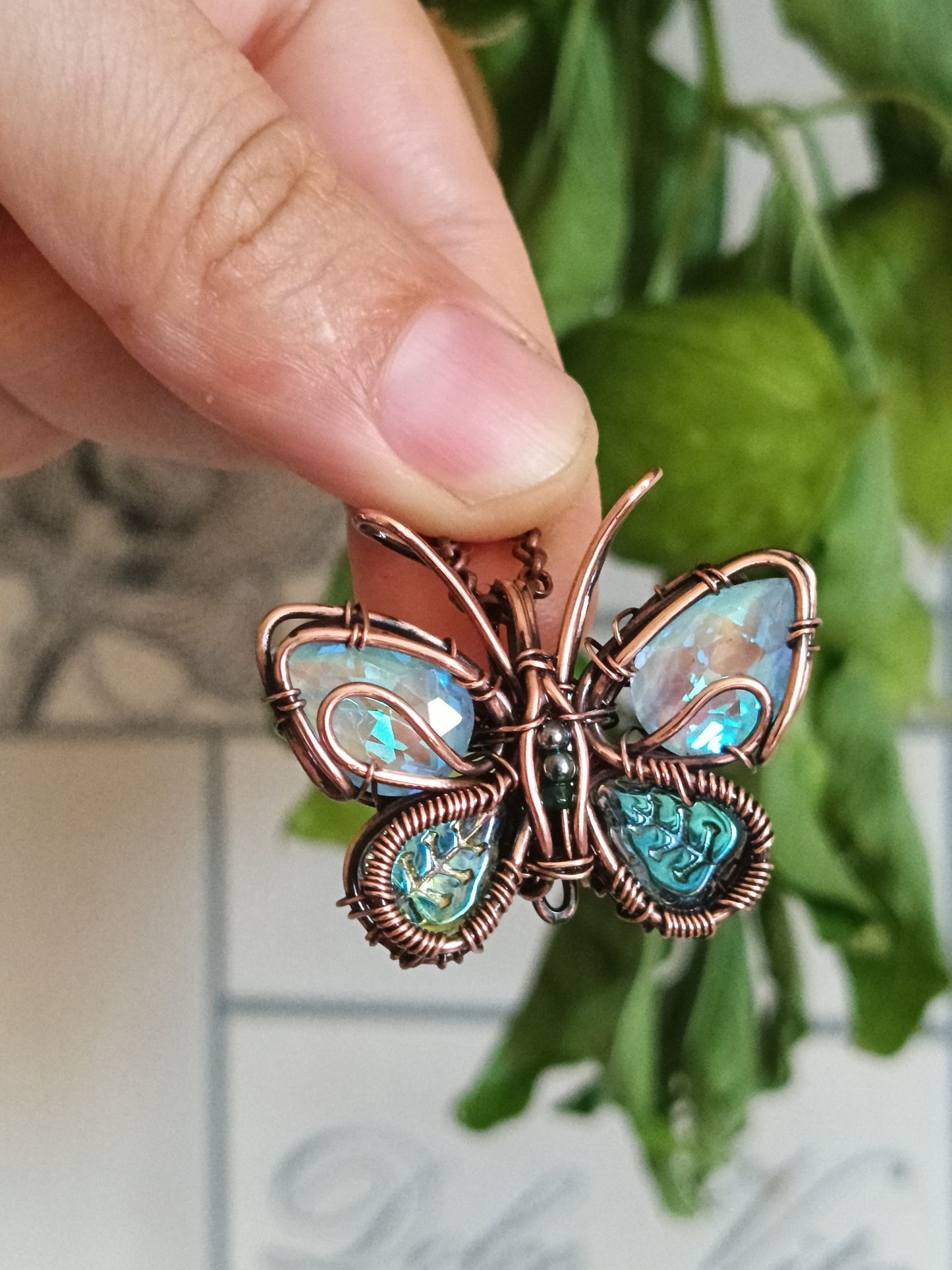 Moonshine blue butterfly charm