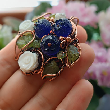 Beaded blueberry necklace