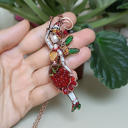 Sweet raspberry fairy pendant