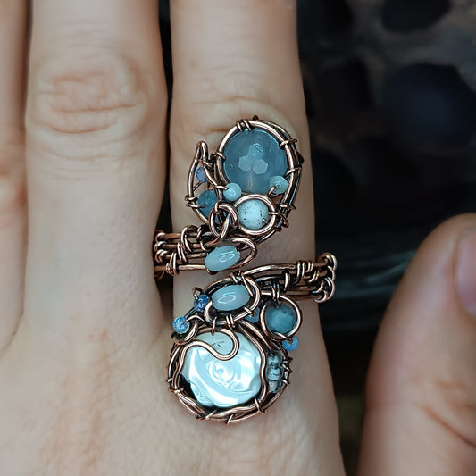 Aquamarine ring. Adjustable (size M-L)