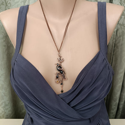 Raven on citrine lantern necklace🐦‍⬛💛