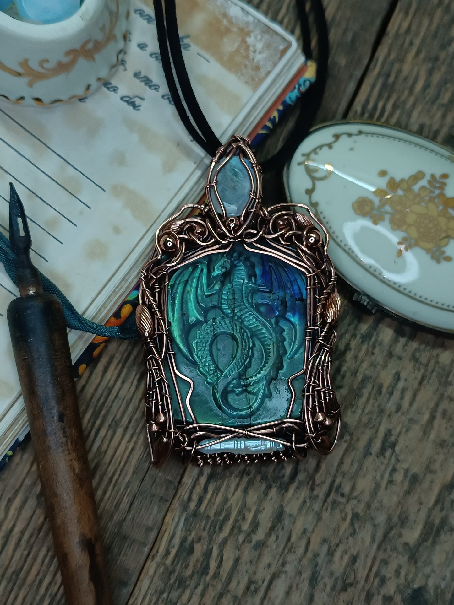 Blue dragon necklace