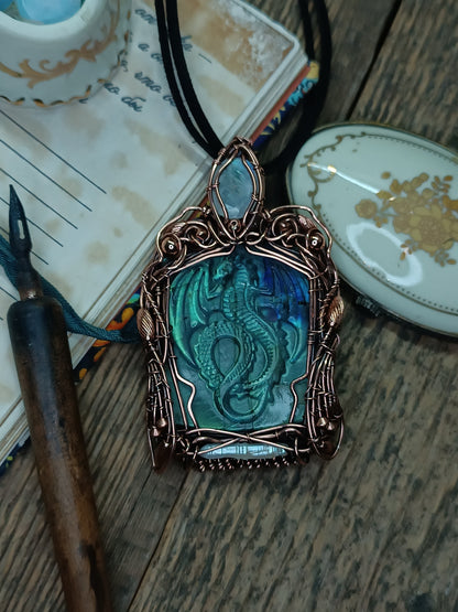 Blue dragon necklace