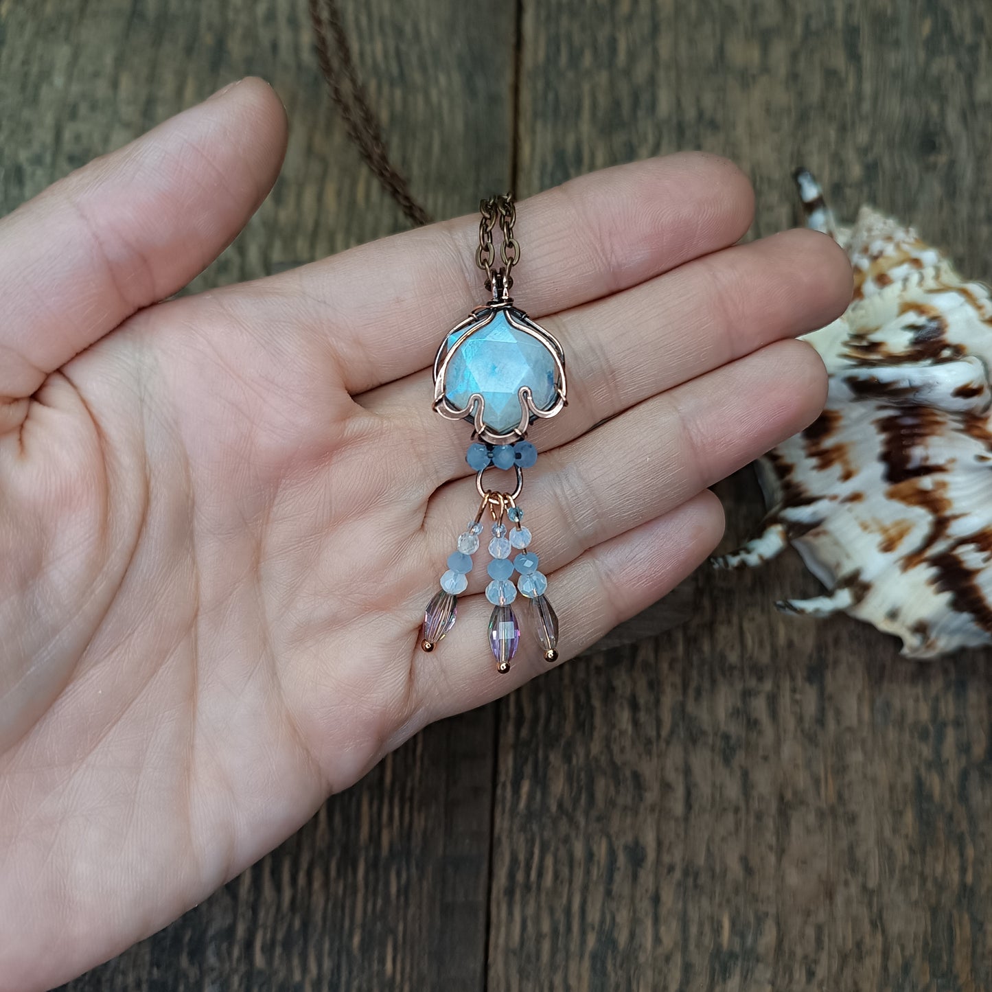 Moonstone jellyfish pendant 🪼