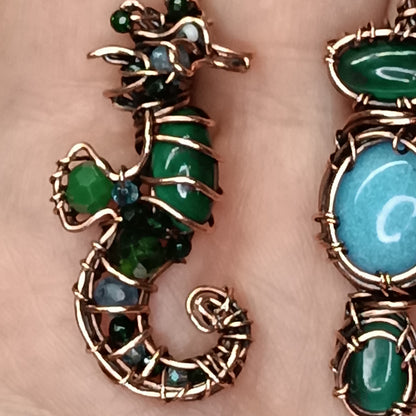 "Ocean" dangling earrings.