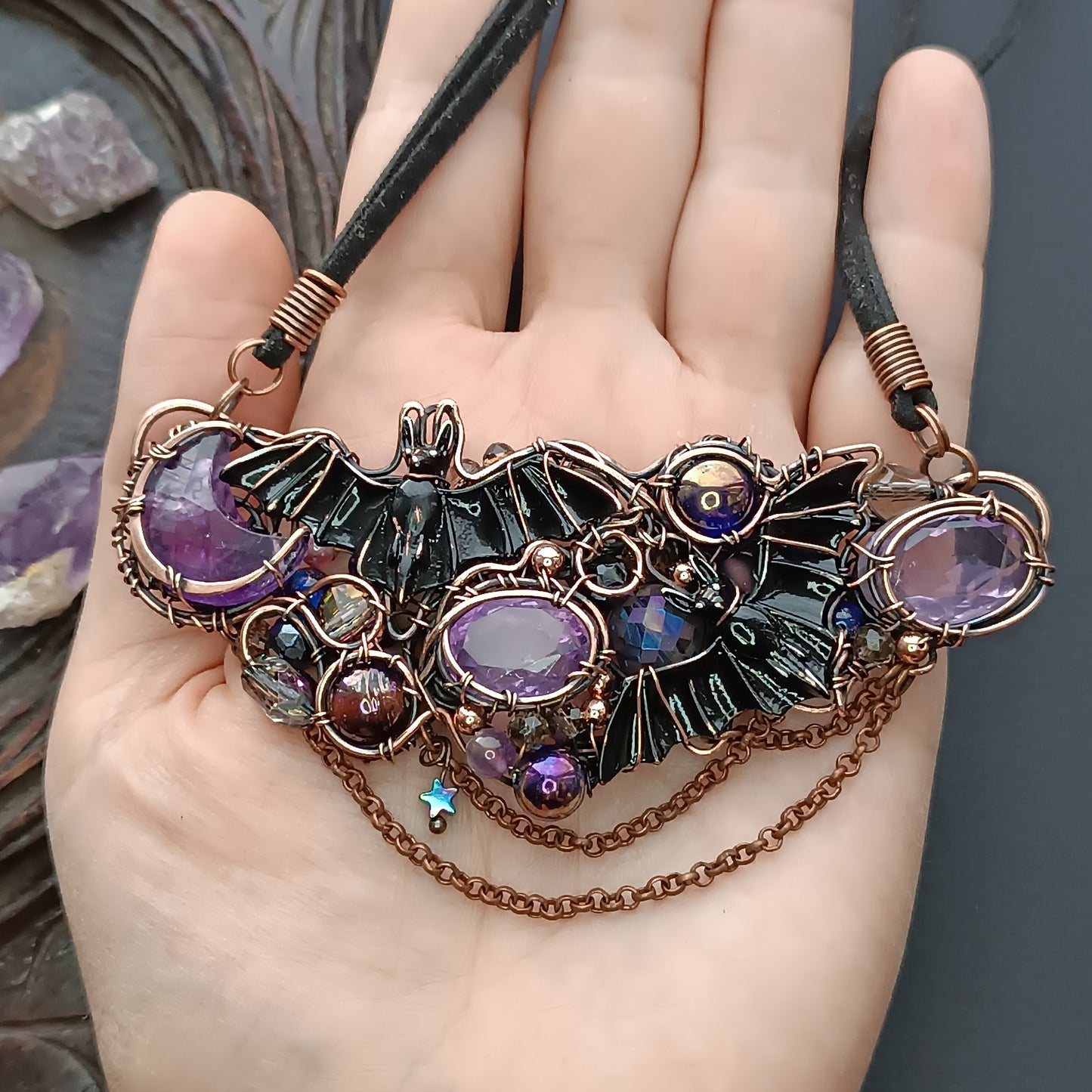Amethyst moon tango necklace
