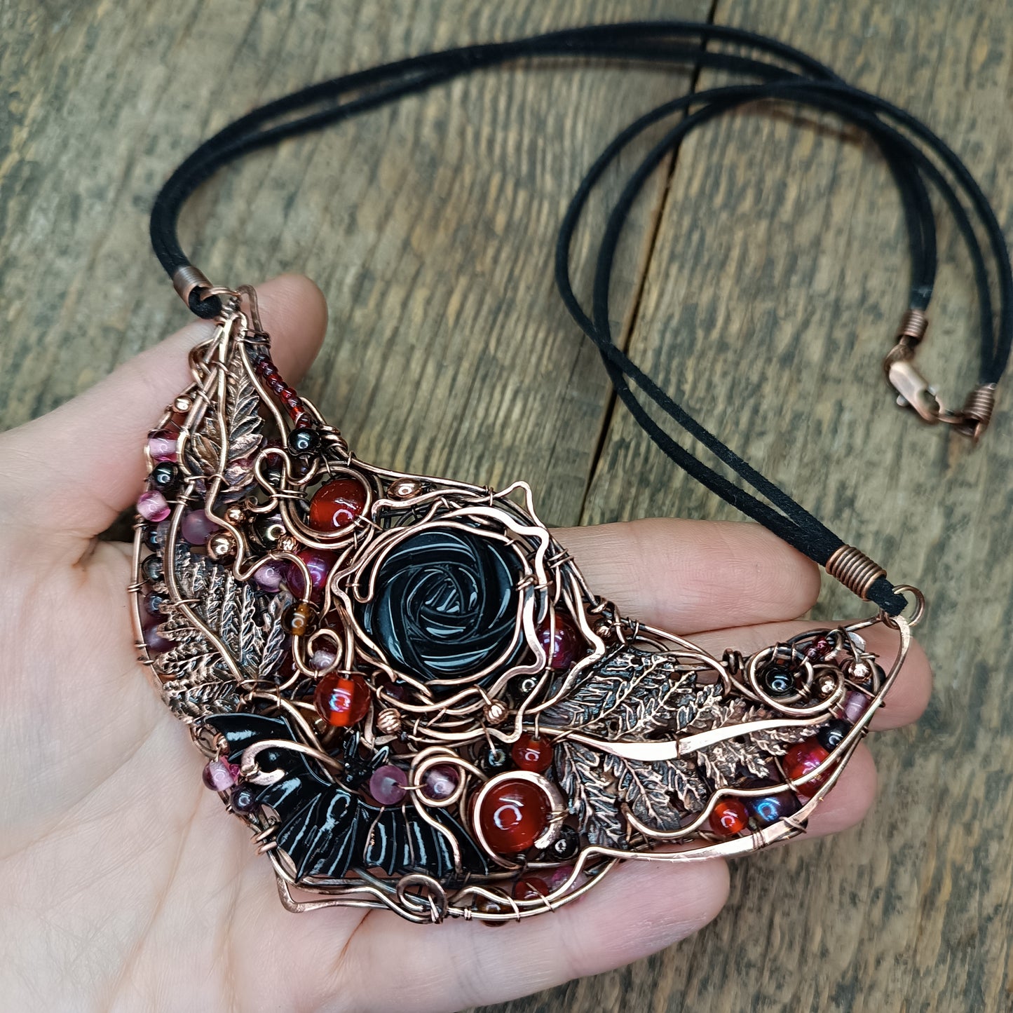 Dark rose statement necklace