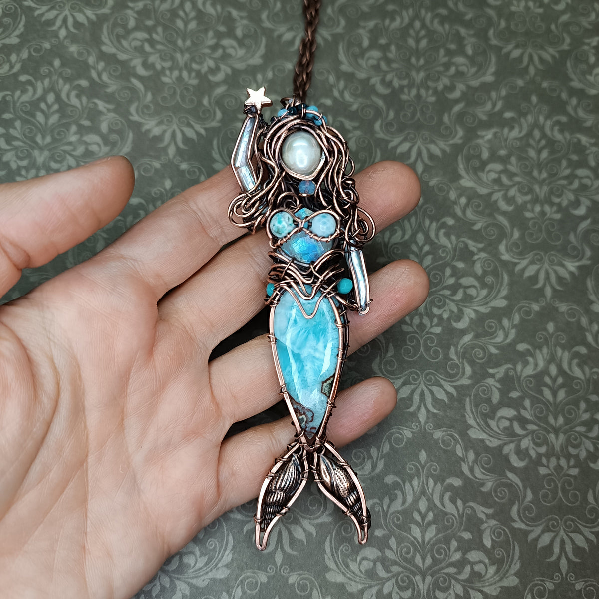 Larimar Lagoon. Mermaid necklace