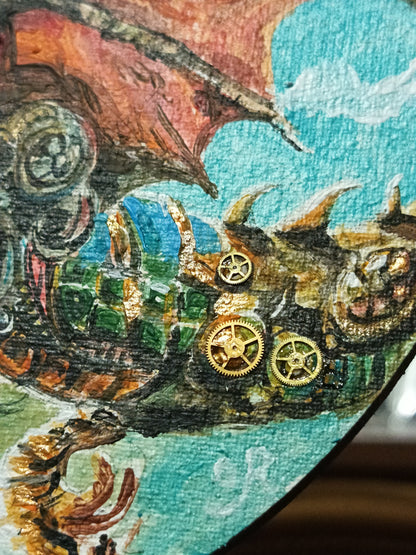 Clock painting. "Dragon rider". Plus First payment for the dragon necklace