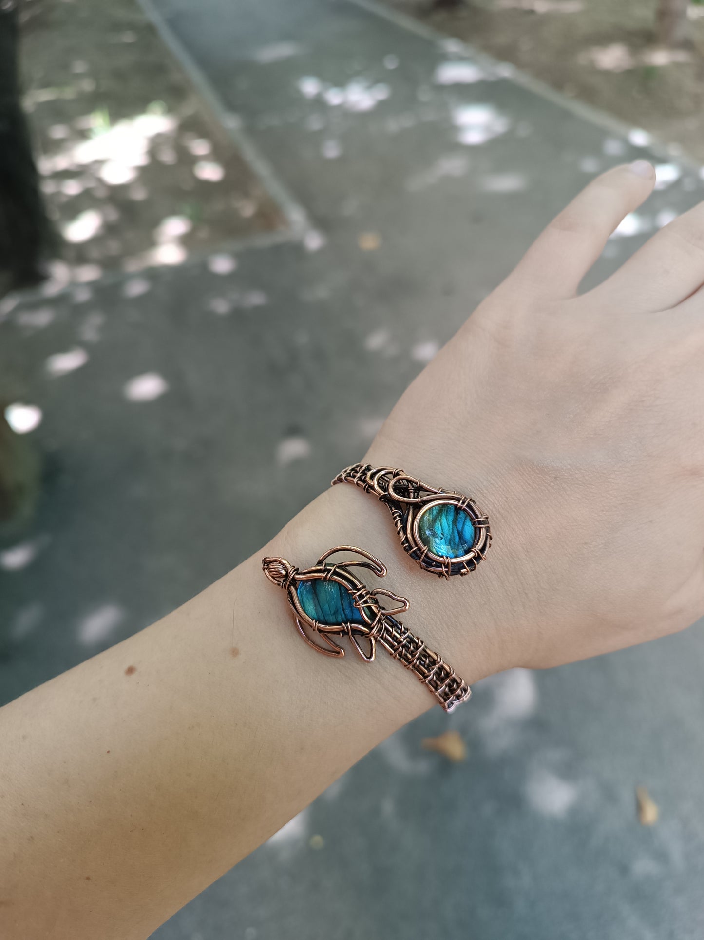 Blue sea turtle adjustable cuff bracelet