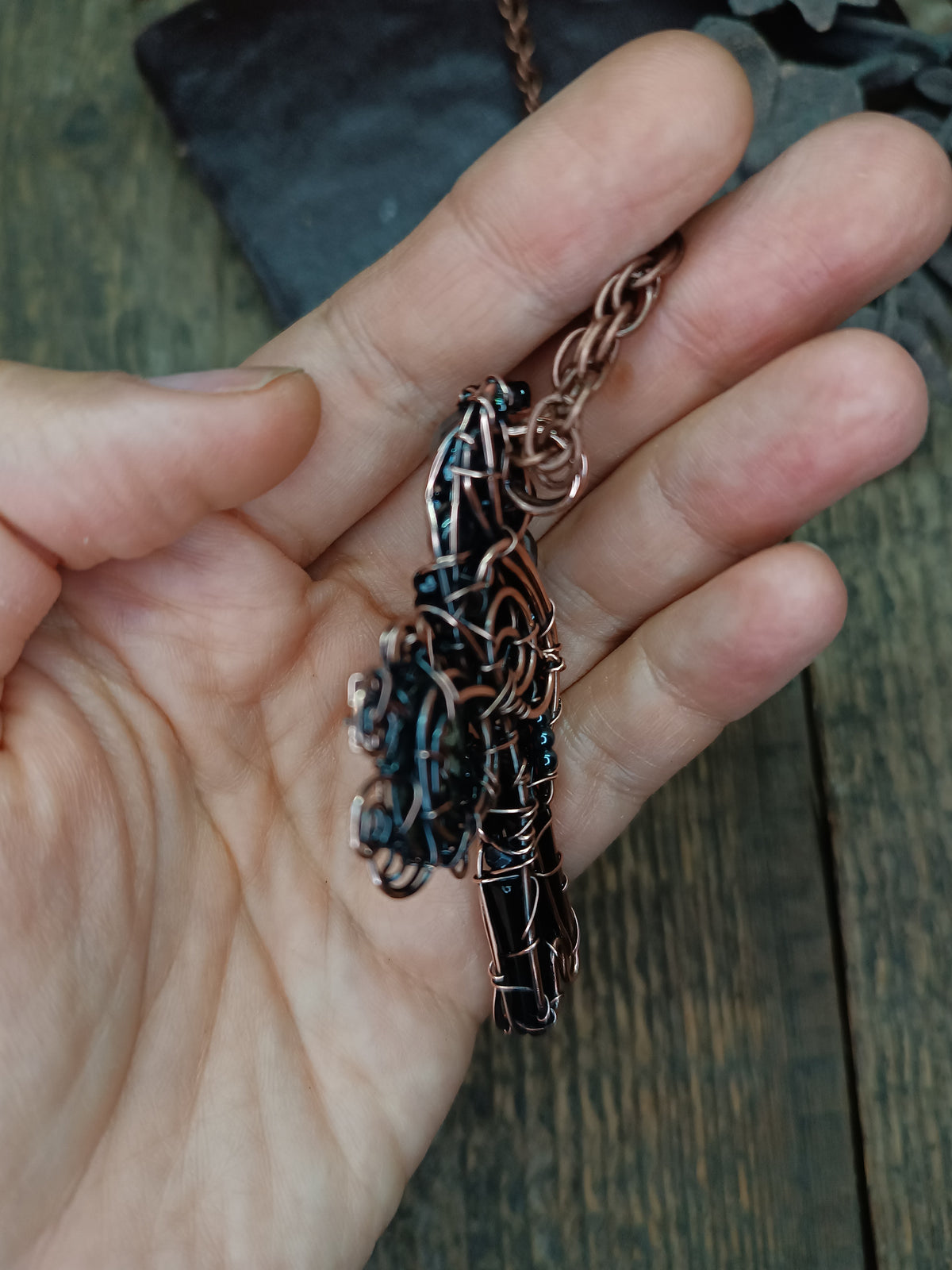 Time keeper. Raven necklace
