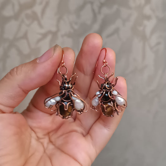For Hanne. Bumblebee earrings