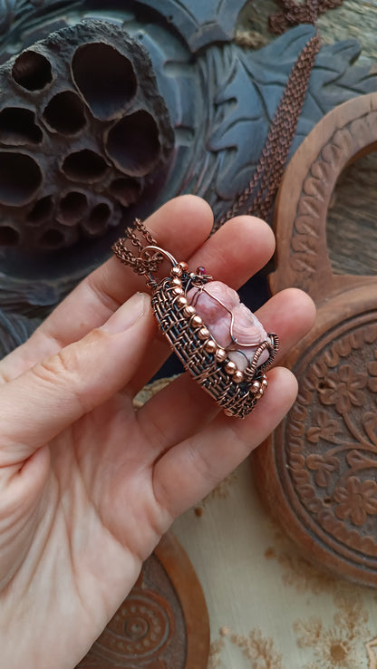 For Cheryl. Rhodonite bear and purple labradorite pendant.