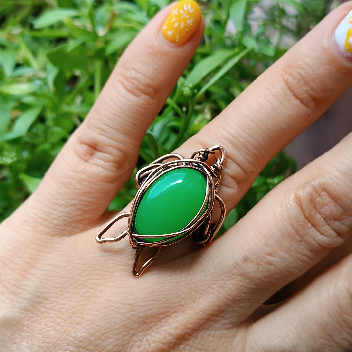 Green jade turtle ring. Size 5 US