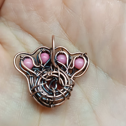 Cute pink paw pendant