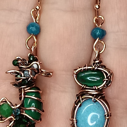 "Ocean" dangling earrings.