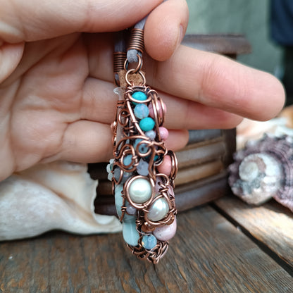 Heart of the ocean. Reversible vial necklace