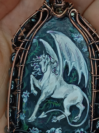 The ballad of White Unicorn and Bat🦄🦇 Two sided necklace