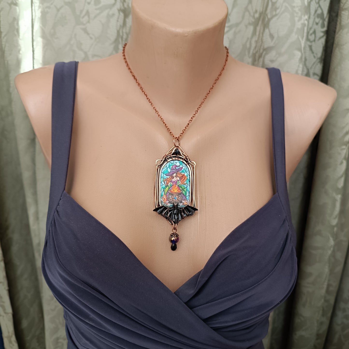 Witchcraft amulet. Hand painted miniature on copper.