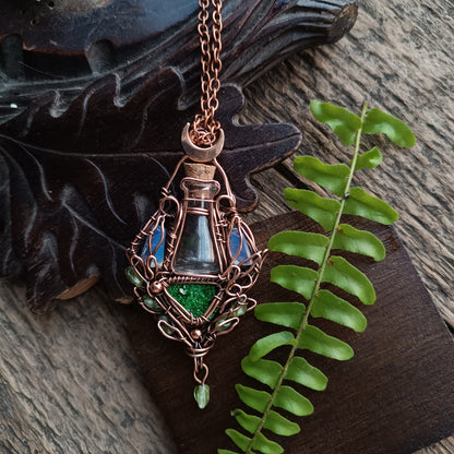Green lantern. Vial necklace
