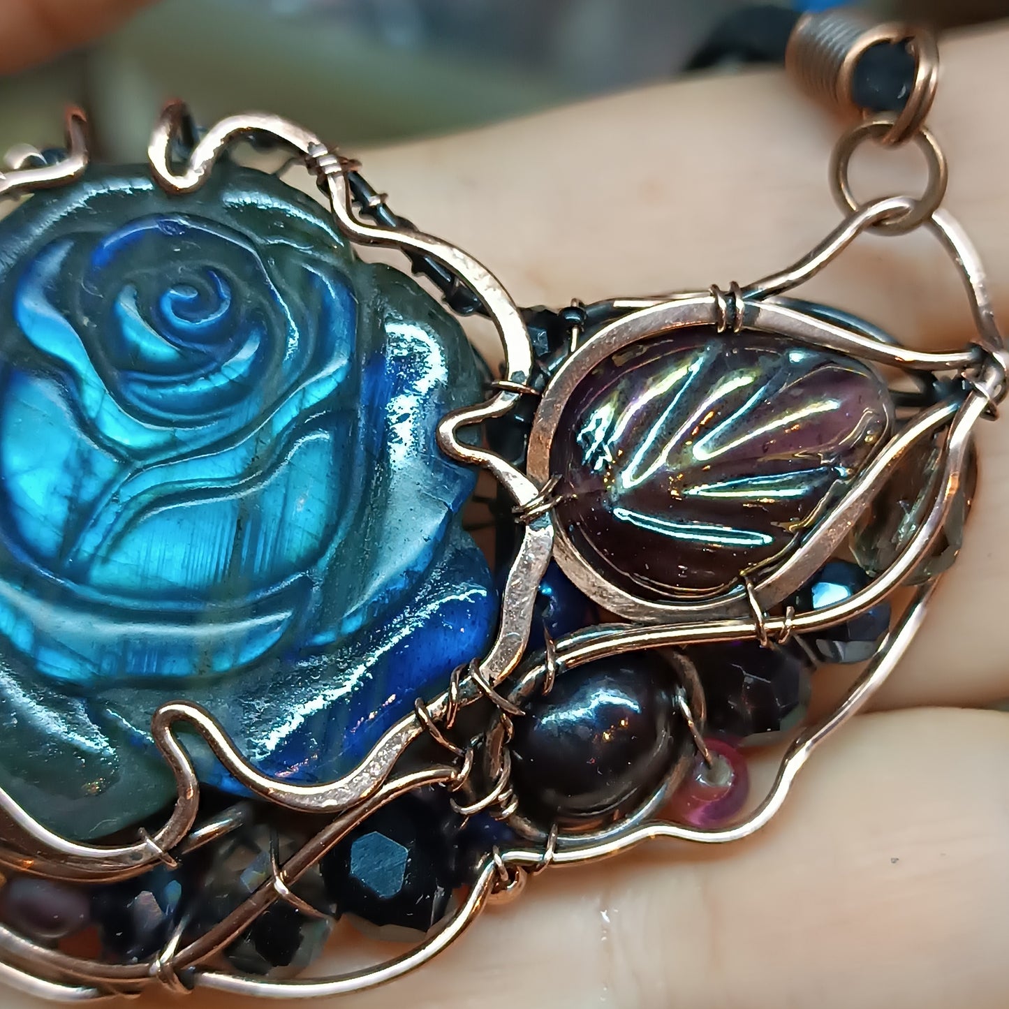 Midnight blooming. Statement necklace