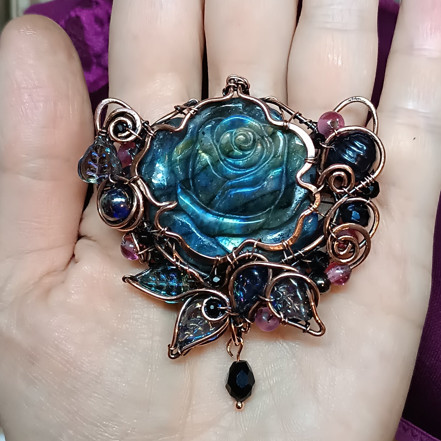For Cindy. Blue rose necklace