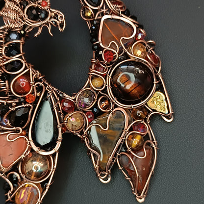 Fire dragon statement necklace